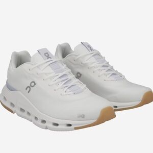 White and Tan Athletic Sneakers